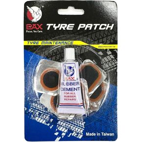 PAX 14Pcs Punctured Tube Tire Repair Patch Kit, Contains 6Pcs 24x35mmØ/ 4Pcs 25mmØ/ 2Pcs 32mmØ Tube Patches, Puncture Tire Repair Kit for Motorcycle, Scooter, Bicycle, Inflatable Rubber