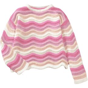 Verdusa Toddler Girl's Long Sleeve Round Neck Knit Sweater Tops Pullovers