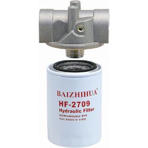 Spin-On Hydraulic Oil Filter Assembly 10 Micron Fit 25 GPM, 250 PSI, 3/4" NPTF Ports, 1"-12 Thread, Return Line Filtration Filter with Indicator Ports for Petroleum Based Fluids,Model 226006