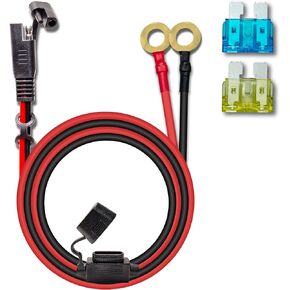 10awg 2ft بطارية كابل شاحن مناقصة ، SAE إلى O حلقة الطرف المتساقط السريع ، 2 دبوس موصلات SAE كابلات سلك مع فتيل 15 و 20A للسيارة ، دراجة نارية ، لوحة شمسية