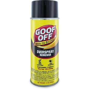 KLEAN-STRIP Goof-Off Pro Strength Overspray Remover, Automotive and Glass Paint Remover, Effective on Basecoat and Clearcoat, 12 Ounce Aerosol Can