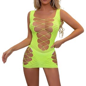 Sexy Lingerie for Women sey Naughty Fishnet Crotchless Lingerie Set Bodysuit Teddy Erotic Sheer Mesh Lingerie Green