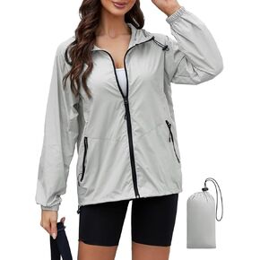 PITINAN Rain Jacket Women Waterproof Lightweight Jacket With Hood Packable Raincoat with Pockets S-XXL