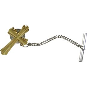 Kiola Designs Gold Toned Intricately Detailed Cross Tie Tack
