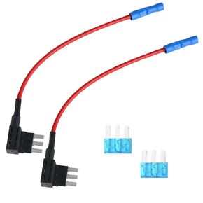 Micro3 Fuse Tap Add-a-Circuit Adapter Kit, 2 Pack 12V Blade Fuse Holder with 2 15A Fuses for Auto Electrical Accessories, Underbody Lights, Dash Cams