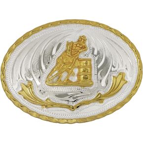 Western Express Barrel Racer German Silver Belt Buckle