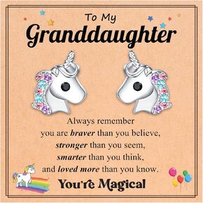 UPROMI Hypoallergenic Unicorn Earrings for Daughter/Granddaughter, Valentines Christmas Birthday Gifts for Girls