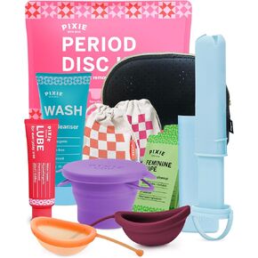 Pixie Menstrual Disc & Disc Applicator Kit - No Metals or Toxins - 100% Medical-Grade Silicone - Best Period Disc Starter Kit - Inserts Like a Tampon - Proven to Become Successful Menstrual Disc User