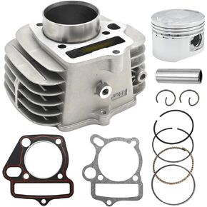52.4mm Cylinder Big Bore Kit Engine Aluminum Engine Cylinder Kit with Piston Kit Gaskets, Replacement for Lifan 125cc LF125 Horizontal Engines Dirt Pit Bike ATV