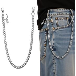 Hip Hop Pants Jean Chain Wallet Chain Belt Chain Key Chain Goth Accessories for Women Men Silver Clothing Accessories