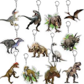 Realistic Dinosaur Party Favors, 12PCS Dinosaur Keychains Forest Dinosaur Dino Birthday Decorations, Prehistoric Dinosaur Themed Party Favors Decorations Supplies