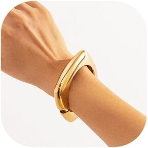 Salircon Gold Bangle Bracelets for Women Gold Wide Chunky Cuff Bracelets Trendy Hinged Cuff Open Wide Chunky Bracelet Irregular Minimalist Cuff Jewelry