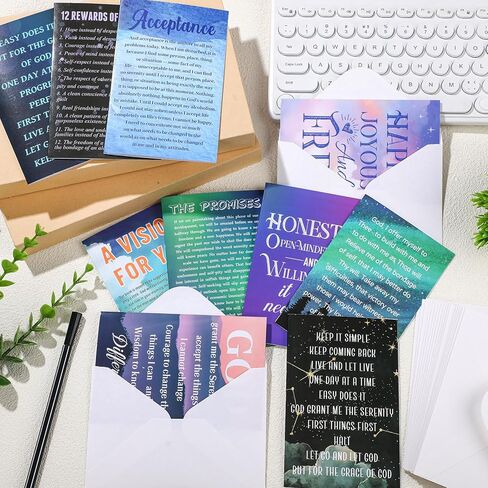 20 Pack Sobriety Greeting Card with Envelope 4 x 6 Inch Blank Assorted Recovery Encouragement Cards Sobriety Anniversary Cards Inspirational Hope Quotes for Men and Women in Kuwait