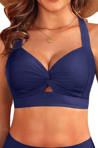 Bikini Tops for Women - Large Bust Swimsuit Top Only Knot Twist Full Coverage Bathing Suit 2025 in Saudi Arabia