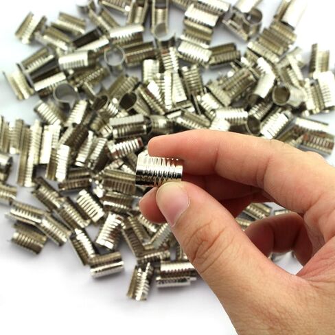 NX Garden 200 قطعة مشبك حبل جلدي 9 × 14 مم بندقية سوداء مستديرة مثبتة حبل تجعيد سلسلة مشبك حبل جلدي قابل للطي لصنع المجوهرات وقلادة ذاتية الصنع in Kuwait