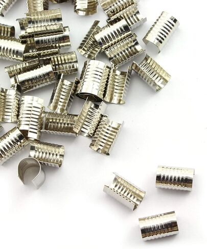 NX Garden 200 قطعة مشبك حبل جلدي 9 × 14 مم بندقية سوداء مستديرة مثبتة حبل تجعيد سلسلة مشبك حبل جلدي قابل للطي لصنع المجوهرات وقلادة ذاتية الصنع in Kuwait