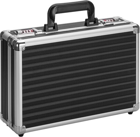 Locking Briefcase - Lockable Attache Case for Laptop & Documents, Dual Combination Locks, 14.2 “x9.4 "x4.5 Business Aluminum Frame Hard Case for Professionals, Businessmen, Lawyers - Black in Saudi Arabia