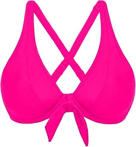 Women Underwire Bikini Top Only - Knot Front Bathing Suit Top Swim Bra Push Up Swimsuits Top in Saudi Arabia