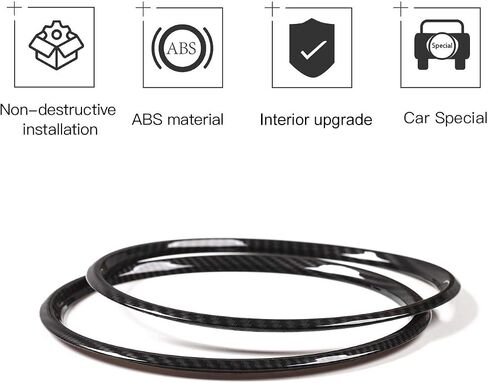 2Pcs Door Speaker Decoration Ring Interior Trim Fit for Ford Mustang 2015-2020 (Carbon Fiber Grain) in Saudi Arabia