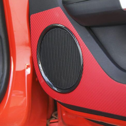 2Pcs Door Speaker Decoration Ring Interior Trim Fit for Ford Mustang 2015-2020 (Carbon Fiber Grain) in Saudi Arabia