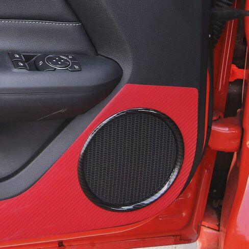 2Pcs Door Speaker Decoration Ring Interior Trim Fit for Ford Mustang 2015-2020 (Carbon Fiber Grain) in Saudi Arabia