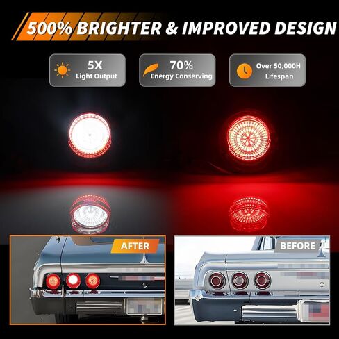 عدسة ضوء التيل متوافقة مع Chevy Impala 1964 ، [DOT] [IP67 مقاومة للماء] عدسة مصباح الذيل (يسار + يمين) ، استبدل OEM #MO-3237 ، 6 PCS ، عدسة حمراء in Kuwait