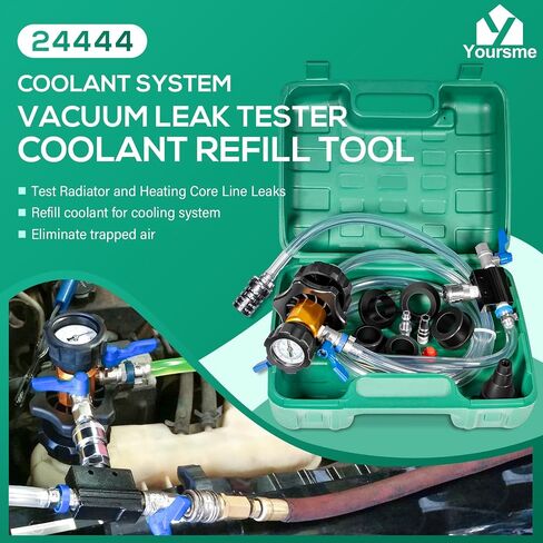 yoursme 24444 Soolant System System Kit/فراغ تبريد أداة إعادة الملء اختبار تسرب ، قم بإزالة الهواء المحاصرين ، المبرد التجريبي وتسرب الخطوط الأساسية للتدفئة ، 5 محولات عالمية لشاحنة سيارات السيارات السيارات in Kuwait