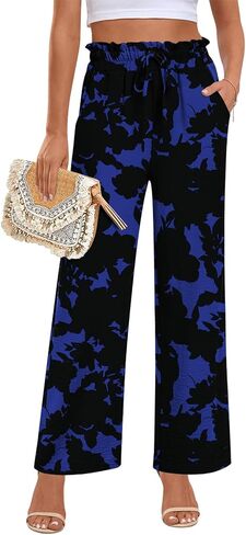 Anymeet Womens Cute Pants Wide Leg Casual Loose Fit High Waist Lounge Pants with Pockets in Kuwait