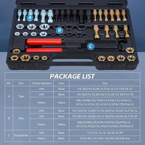 49pcs مؤشر الترابط المطاردة في أحجام SAE وأحجام متري ، مجموعة ترميم مؤشرات الترابط لقطع المواضيع الخارجية والداخلية ، NC ، NF ، NPT (49pcs) in Kuwait