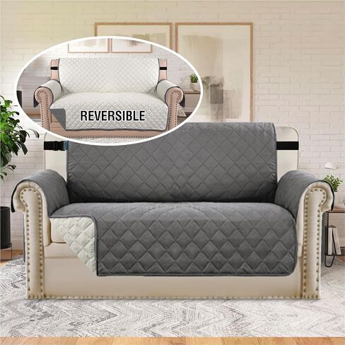 H.VERSAILTEX Water Resistant Christmas Chair Cover Reversible Chair Couch Slipcover Quilted Furniture Protector with Elastic Strap Washable Chair Cover(Armchair, Christmas Green/Christmas Red) in Saudi Arabia