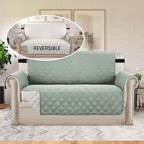 H.VERSAILTEX Water Resistant Christmas Chair Cover Reversible Chair Couch Slipcover Quilted Furniture Protector with Elastic Strap Washable Chair Cover(Armchair, Christmas Green/Christmas Red) in Saudi Arabia