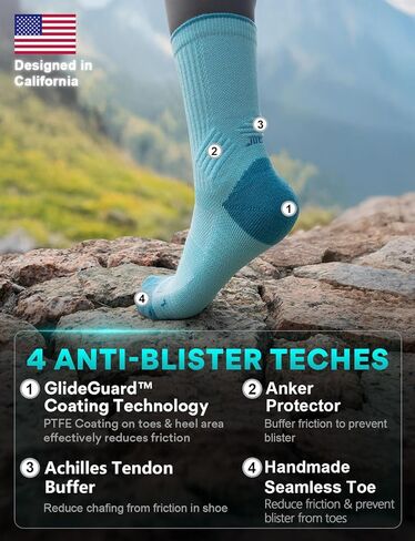 خفيفة الوزن طاقم ميكرو الجوارب المشي لمسافات طويلة Coolmax Merino Wool Compression Miosture Wicking anti-plister cushioned in Kuwait