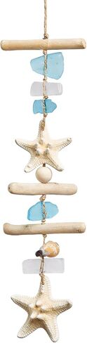 JQaqju Sea Glass Glass Wooden Nautical Wall Decor ، STARFISH COOTACH STARFISH DICE SEA SEALS ، Driftwood Beach Room Decor in Kuwait