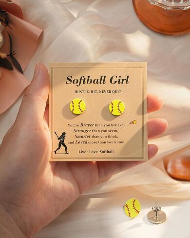 Jeka Softball Stud Earrings for Teen - Softball Accessories Birthday Christmas Gifts for for Her in Saudi Arabia