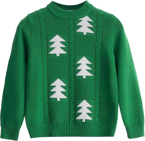 Girls Fall Sweaters Pattern Casual Crewneck Long Sleeve Knit Pullover Jumper Tops in Saudi Arabia
