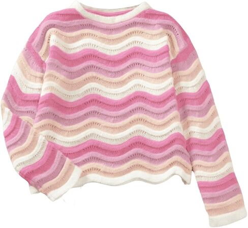 Verdusa Toddler Girl's Long Sleeve Round Neck Knit Sweater Tops Pullovers in Saudi Arabia