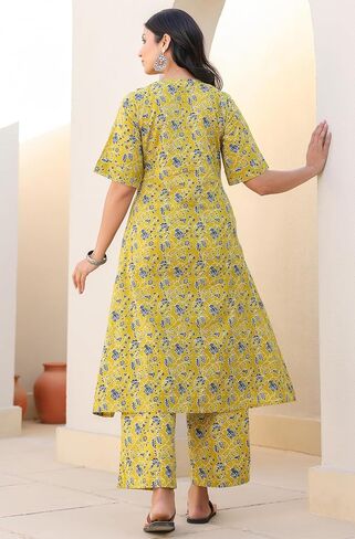 Janasya Indian Women's Paternity Ordor for Women Cotton Pure Cotton A-line Lime Lime Lime Disual Lend in Saudi Arabia