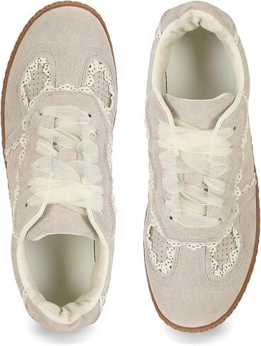 Women Lace Detail Casual Sneakers Elegant Ribbon Lace-Up Shoes with Memory Foam in Saudi Arabia