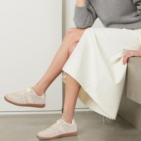 Women Lace Detail Casual Sneakers Elegant Ribbon Lace-Up Shoes with Memory Foam in Saudi Arabia