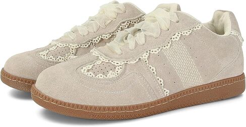 Women Lace Detail Casual Sneakers Elegant Ribbon Lace-Up Shoes with Memory Foam in Saudi Arabia