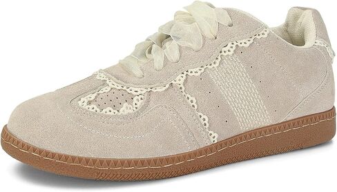 Women Lace Detail Casual Sneakers Elegant Ribbon Lace-Up Shoes with Memory Foam in Saudi Arabia
