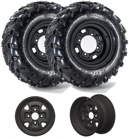Set of 2 ATV Tires with Wheels 25x8-12, All Terrain 6-Ply Tires, Pre-Assembled Balanced Wheels with 4x110 Bolt Pattern 3.5+2.5 Offset for Mud/Sand/Trail & Farm Use in Saudi Arabia