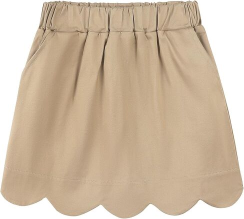 Noomelfish Girls Scalloped Uniform Skirts Stretch Cute School Skort with Pockets (5-12 Years) in Saudi Arabia
