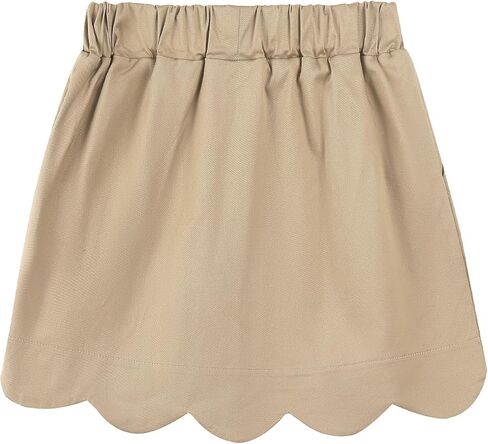 Noomelfish Girls Scalloped Uniform Skirts Stretch Cute School Skort with Pockets (5-12 Years) in Saudi Arabia