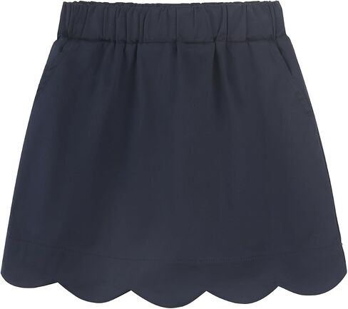 Noomelfish Girls Scalloped Uniform Skirts Stretch Cute School Skort with Pockets (5-12 Years) in Saudi Arabia