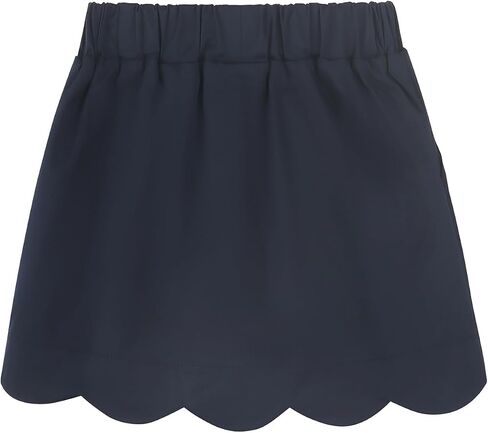 Noomelfish Girls Scalloped Uniform Skirts Stretch Cute School Skort with Pockets (5-12 Years) in Saudi Arabia