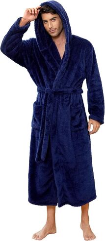 Vulcanodon Mens Robe Big and Tall with Hood, Full Length Plush Robe for Men Long Fleece Bathrobe in Saudi Arabia