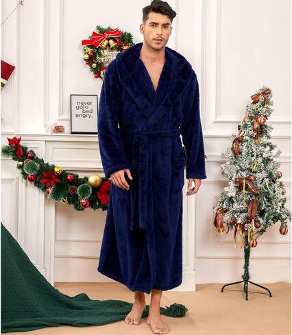 Vulcanodon Mens Robe Big and Tall with Hood, Full Length Plush Robe for Men Long Fleece Bathrobe in Saudi Arabia