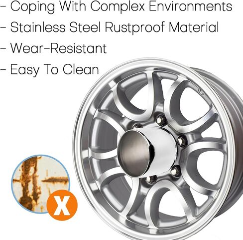 Stainless Steel 5.15inch Wheel Center Caps Hub Cap 130mm Fit 5.15" Bore Rims Truck Trailer RV SUV Chrome Opened-end Push Through Wheel Cover, 4Pcs in Saudi Arabia