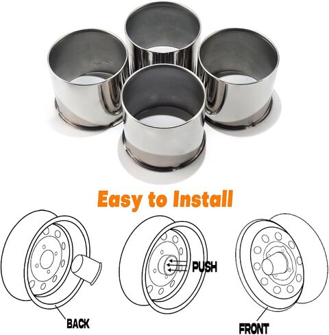 Stainless Steel 5.15inch Wheel Center Caps Hub Cap 130mm Fit 5.15" Bore Rims Truck Trailer RV SUV Chrome Opened-end Push Through Wheel Cover, 4Pcs in Saudi Arabia